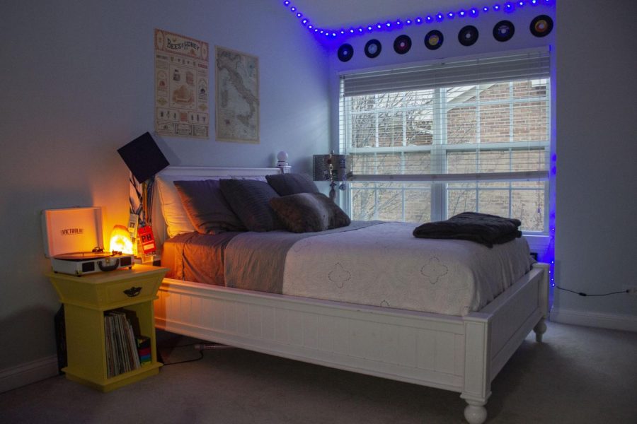 Assistant Photo Editor Cameron Krasucki's bedroom on Wednesday afternoon where she does a majority of her schoolwork. Krasucki currently resides at her home in Glenview, IL.