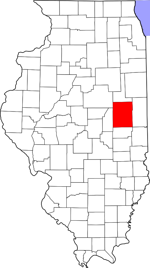 A map of Illinois shows Champaign county highlighted in red. Champaign county now has 2 confirmed coronavirus deaths.