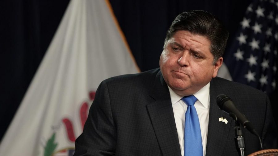 Gov. J.B. Pritzker holds his daily briefing on the COVID-19 crisis from the Thompson Center, Thursday, March 26, 2020.