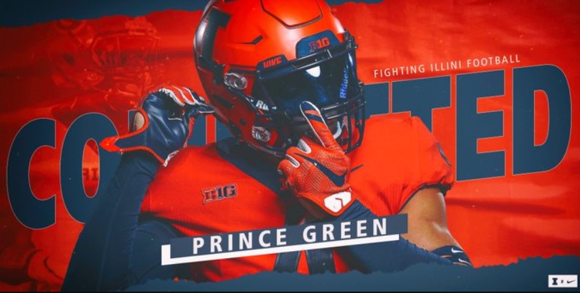 A promotional photo shows that Prince Green has committed to Illinois.