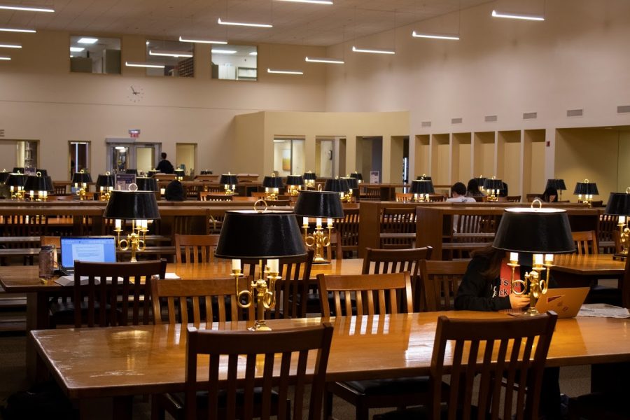 A handful of students study in the College of Law Library on Sept. 20, 2019.