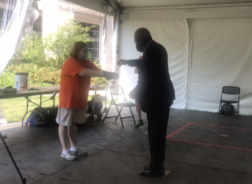 Chancellor Robert Jones submits his COVID-19 test on July 2 at a campus testing facility. It’s really kind of gratifying because it’s absolutely key in our effort to try to return to face-to-face instruction, he said.