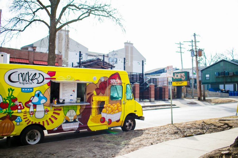 The Cracked: The Egg Came First food truck sits parked out front of Joe’s Brewery during Unofficial on March 1, 2019. The truck will be moving to Gary, Indiana this Saturday after eight years in the C-U community.