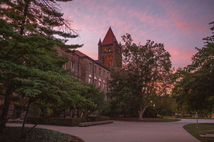 Altgeld Hall stands prominently as the sun sets on Aug. 29.