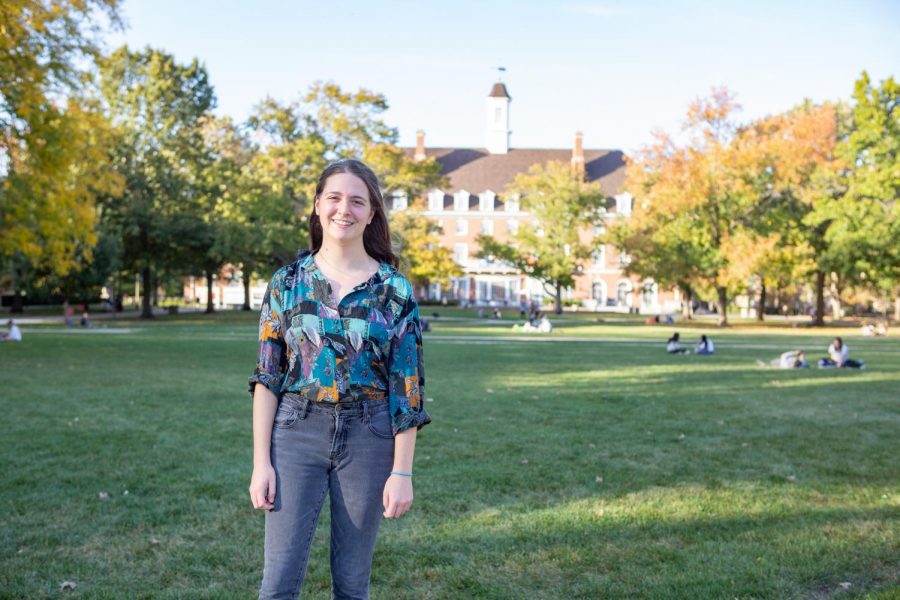 Senior Katrina Rbeiz poses for a photo on the Main Quad on Wednesday afternoon. Rbeiz is a third culture kid.