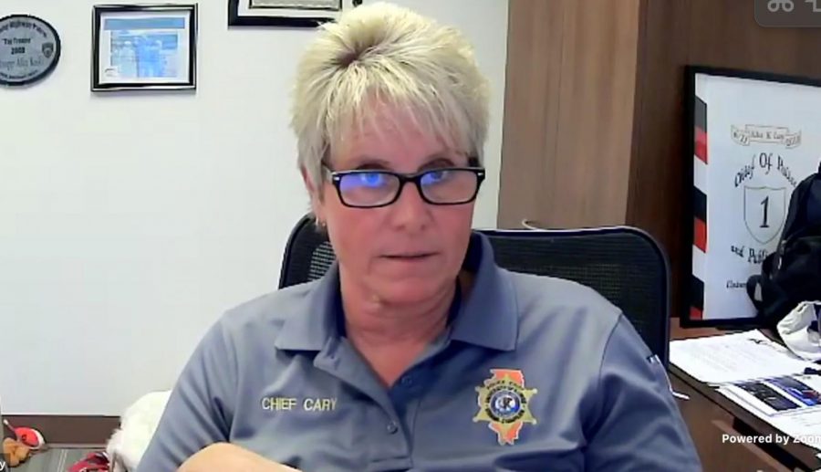 Pictured is University of Illinois Police Department Police Chief Alice Cary in a Zoom call on Oct. 12. During the call, Cary discussed a potential community outreach and support team as well as the behavioral health unit she plans on implementing. 