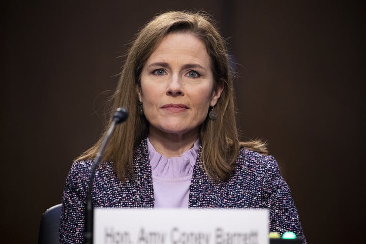 Supreme Court nominee Amy Coney Barrett speaks during a confirmation hearing before the Senate Judiciary Committee on Wednesday.