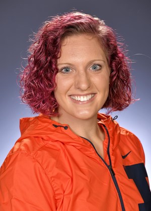 New women’s gymnastics assistant coach Kelsea Kocan poses for a headshot. Kocan joined the team after coaching at the local Champaign Gymnastics Academy.