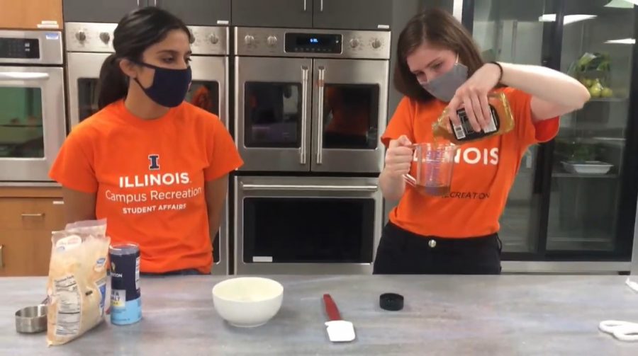 Student cooking instructors teach viewers how to make homemade granola bars in a Youtube video posted for the iPALS Virtual Wellness Program
