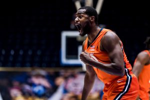 Da'Monte Williams is hyped after a play in Illinois' game against Duke on Tuesday. The Illini won 83-68.