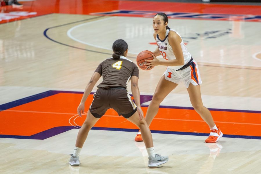 Freshman guard Aaliyah Nye looks to pass during the game against Valparaiso on Dec. 2.