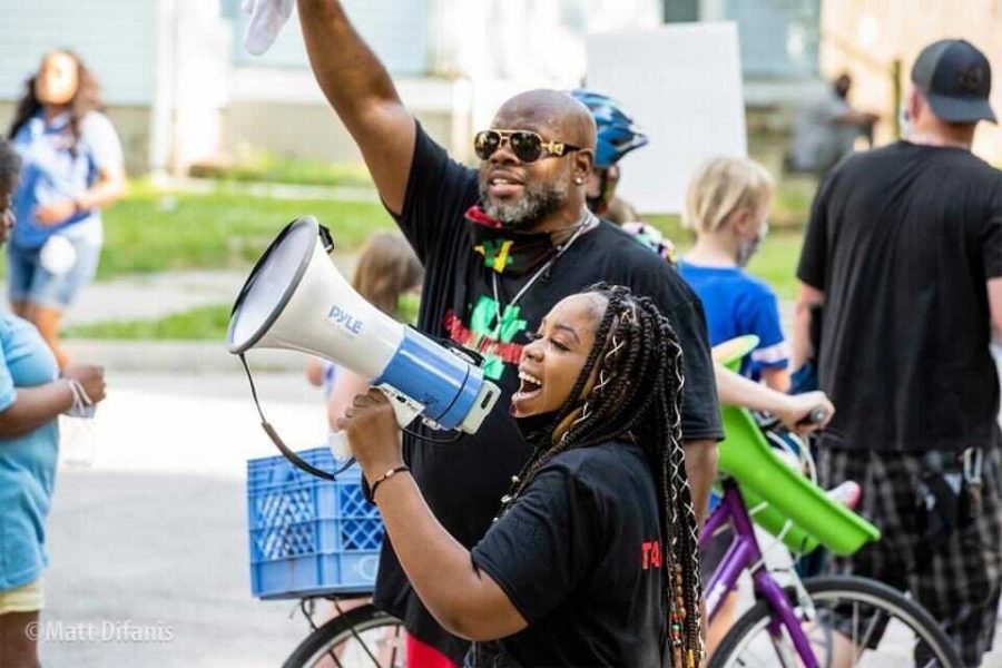 Titianna Ammons speaks at a March for Black Lives event over the summer in Urbana. Ammons is running for Urbana City Clerk.