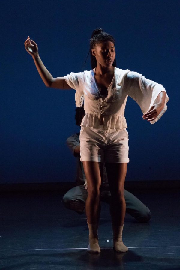 Graduate Student Bevara Anderson performs in “Somewhere Between,” Choreographed by Bevara Anderson & Danzel Thompson-Stout. The Black Advocacy Team hosts events that focus on wealth and wellness.