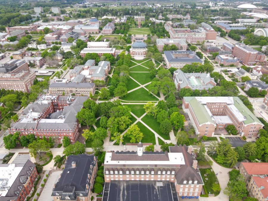 The Main Quad lays empty on May 23. There are many benefits to living in a college town like Champaign-Urbana.