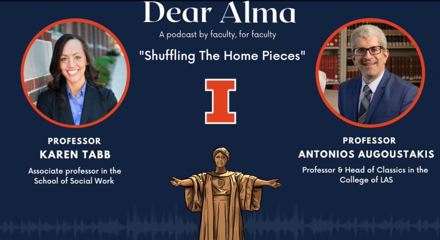 The background screen for episode one of the new Dear Alma podcast is pictured above.