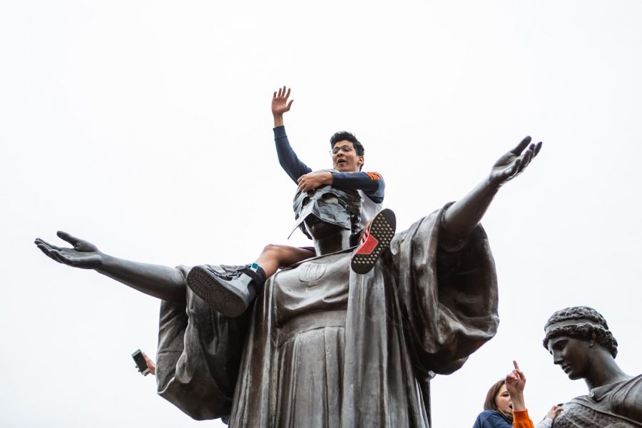 Students celebrate Big Ten win, rush Campustown