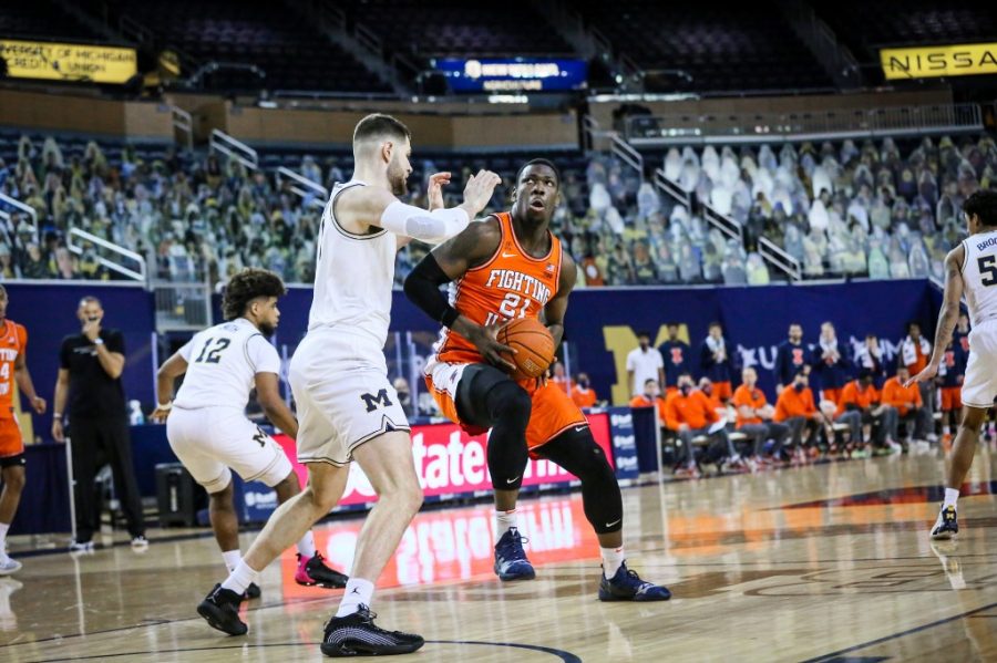 Sophomore Kofi Cockburn steps toward the basket during the game against Michigan on March 2. Michigan and Illinois are both strong contenders to win the Big Ten Tournament this year.