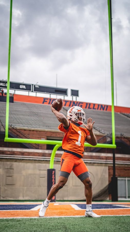 Redshirt freshman Isaiah Williams throws the football during practice on March 23. 
