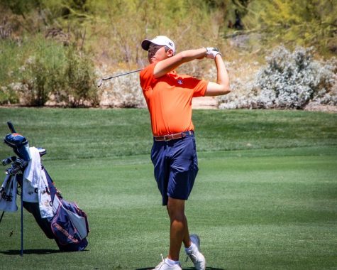 Junior Jerry Ji follows through on his swing during the 2021 NCAA Golf Championship at Grayhawk Golf Club Scottsdale, Arizona May 31. The Illinois men’s golf team will travel to Bloomington, Indiana, for the Hoosier Collegiate Invitational over the Labor Day weekend.