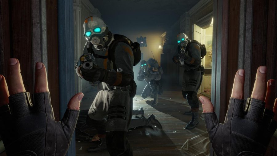A screen shot from the video game Half-Life: Alyx is shown above. The game recently underwent a virtual reality transition. 