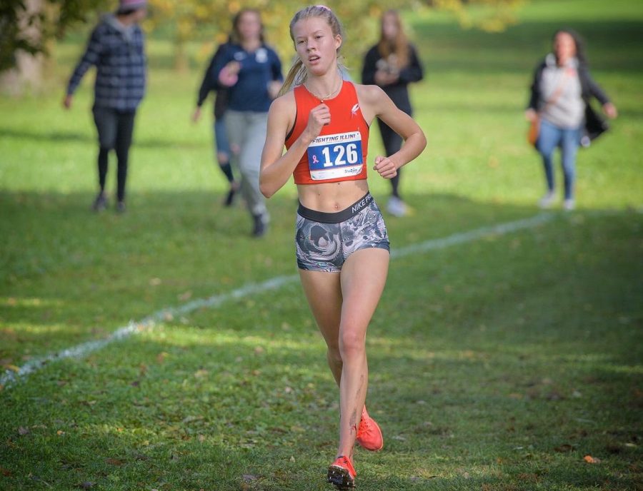 Freshman Kate Dickman runs during the Illini Open Oct. 22. The Illinois cross country team will head to Iowa City for the NCAA Midwest Regional playoff meet on Friday afternoon.