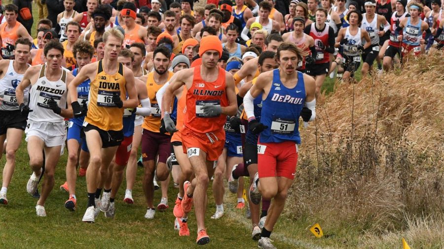 Runner Jon Davis runs in the lead during the NCAA Midwest Regionals on Nov. 12. The Illini placed fifth during the meet and Davis qualified for the NCAA Championship. 