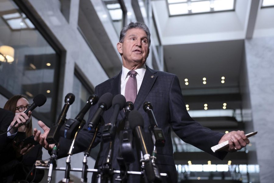 U.S. Sen. Joe Manchin, D- W.Va., speaks at a news conference outside his office on Capitol Hill on Oct. 6 in Washington, D.C. Columnist Axel Almanza argues that the two-party system ruins democratic governance.  