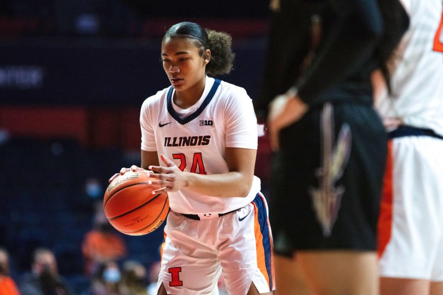 Guard Adalia McKenzie prepares to shoot a free-throw during the game against  Florida State on Dec. 2. The Illini win against Butler 78-66 and are 5-5 overall. 