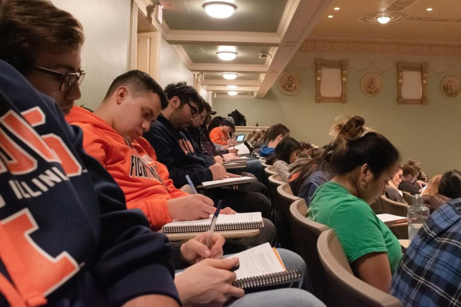 Students taking notes during a lecture for a Statistics class on Dec. 3, 2019. Columnist Axel Almanza provides suggestions when it comes to future student success. 