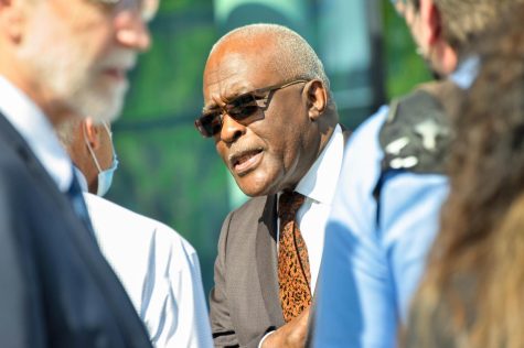 Chancellor Robert J. Jones awaits to speak at the Siebel Center for Design grand opening on Oct. 8. Jones delivered the annual State of the University address on Thursday and mentioned that he has high hopes for the future of the University post COVID-19. 