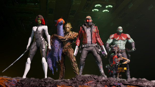 A screenshot of the game, Guardians of the Galaxy is shown above. The Marvel film has been adapted into a stunning video game available on Xbox One, PlayStation 4, Nintendo Switch and PC.  