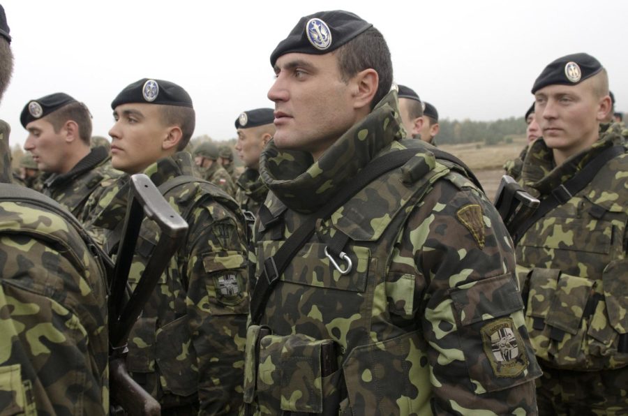 An Ukrainian company stands in formation during a ceremony on Nov. 2, 2013. Senior columnist Eddie Ryan argues that the US should take diplomatic efforts in regards to aiding Ukraine. 