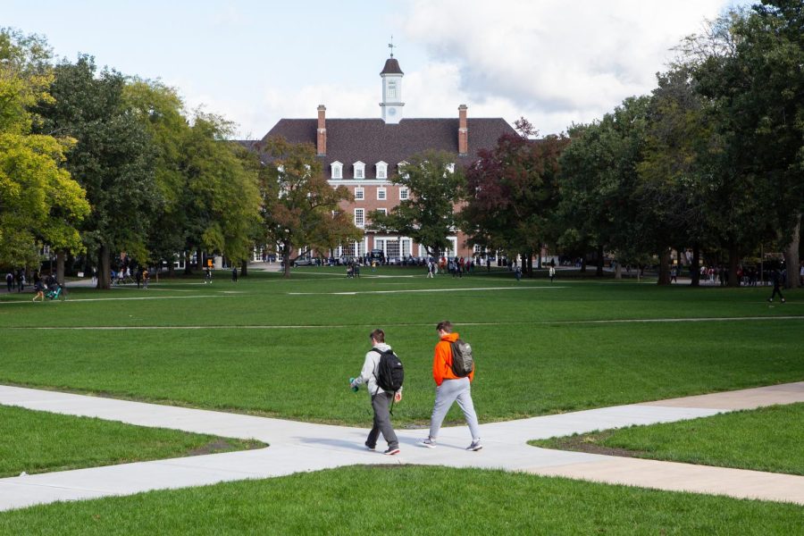 University students walk through the quad on Oct. 26. Tuition for both, Urbana-Champaign and Chicago, campuses will be increasing tuition for future students. 