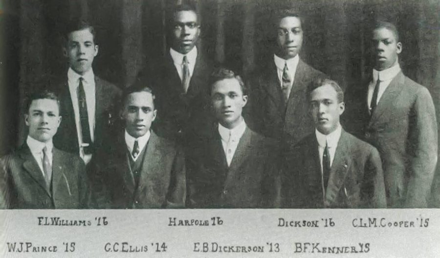Members of the Kappa Alpha Psi Fraternity, Incorporated, at the University of Illinois pose for a photo in 1913. Black Greek life was created for Black students to have a safe space to live and socialize on campus. 