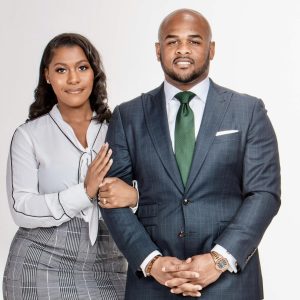 University of Illinois alumni, Quiante Hedrick and Keithan Hedrick pose for a photo. The couple appeared on the tv show Shark Tank to pitch their company, Candi.