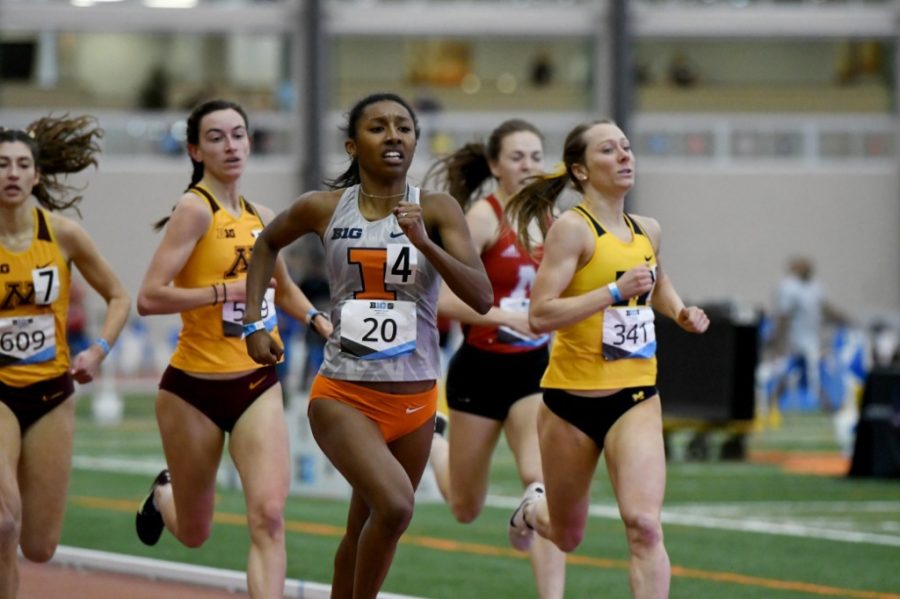 Runner Olivia Howell runs during the mile for the Big Ten Championships on Feb. 29, 2020. The Illini will be away on Friday and Saturday for the Meyo Invitational in Indiana.