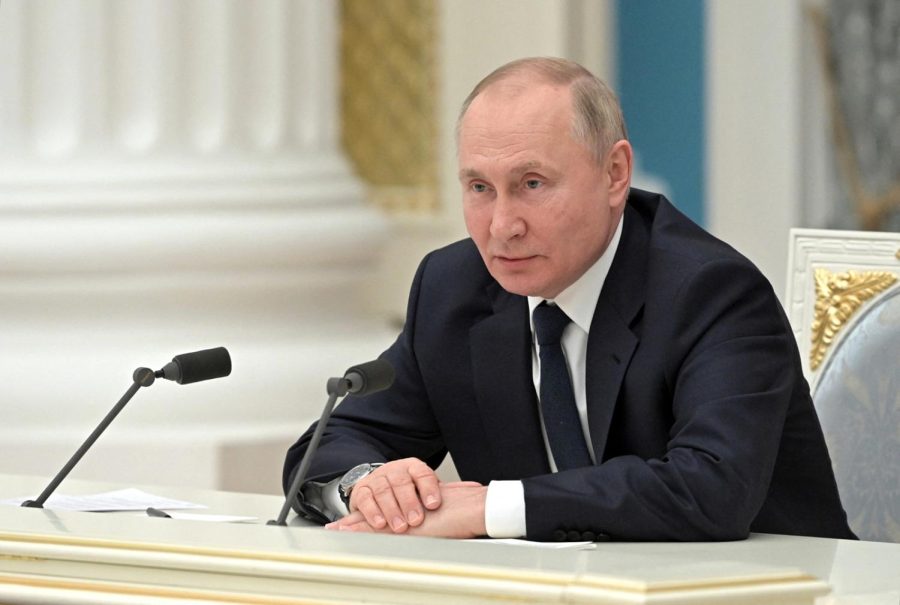 Russian President Vladimir Putin chairs a meeting at the Kremlin in Moscow on Feb. 24. Senior columnist Eddie Ryan argues that Putin should be held accountable for the Ukraine situation, but NATO’s role should also be taken in consideration for what is happening. 
