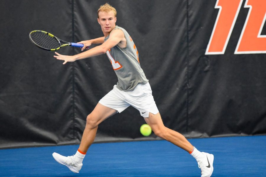 Freshman Gabrielius Guzauskas races to return to the opposing team on Sunday against Purdue. Guzauskas managed to qualify Illinois to the semi-finals against Wisconsin. Unfortunately, the illini were unable to obtain the Big Ten Championship victory.  