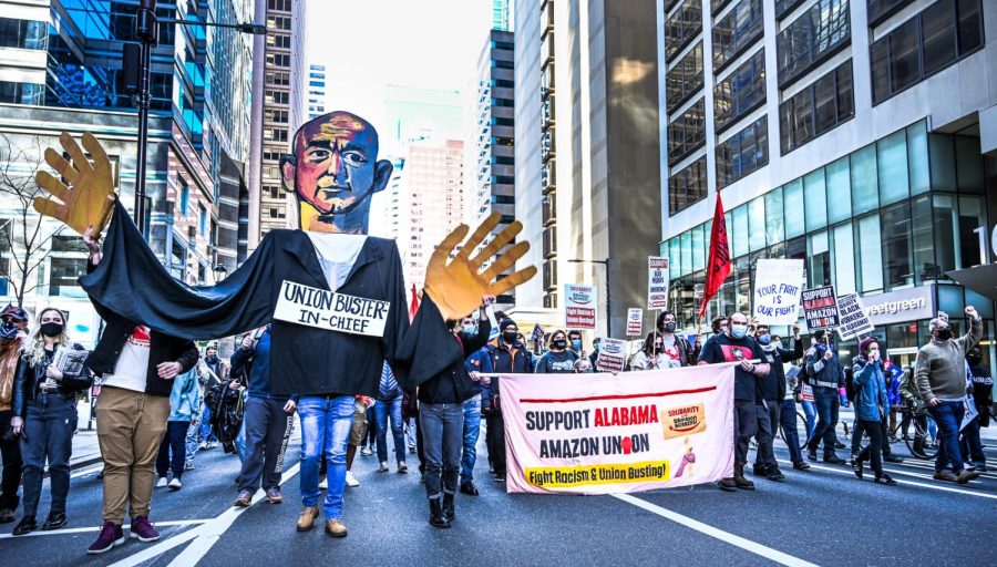 Protestors take to the streets of Philadelphia to support the Alabama Amazon Union. Senior Columnist Eddie Ryan writes about Amazon’s actions toward the suppression of unionization within its workforce.