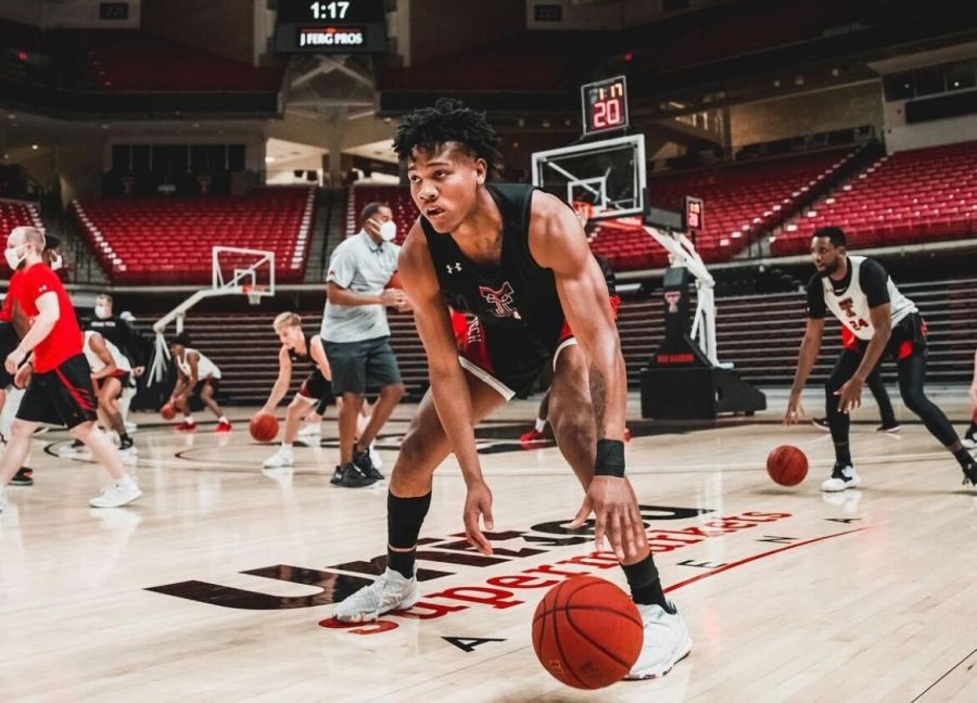 Junior guard Terrence Shannon Jr. dribbles during practice for the Texas Tech University team. It has been announced that Shannon has been transferred to the Illinois mens basketball team on Thursday. 