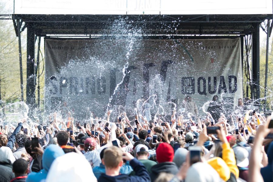 The crowd throws their drinks around during Lil Yachty performance at the 2019 Spring Jam on April 28. This year rapper Yung Gravy will be performing at the Spring Jam on April 24. 