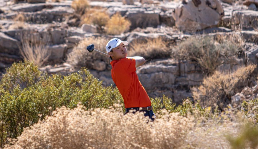 Junior Jerry Ji swings his club during Southern Highlands Collegiate on March 1. The Illini will be competing in the NCAA Regional in New Haven, Conn as the No. 4 seed from Monday to Wednesday. 