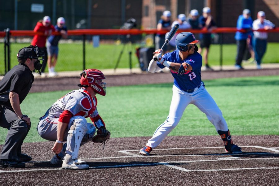 Junior infielder Branden Comia goes up to bat during the match up against Miami Ohio on May 7. The Illini will begin the Big Ten Tournament in going up against Michigan in the first round on Thursday. 