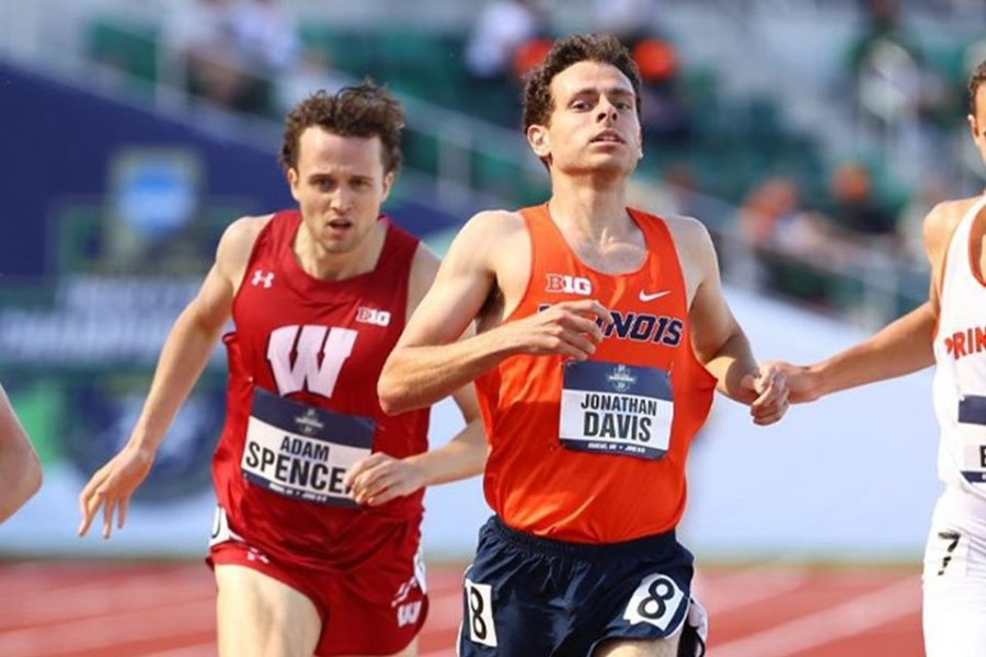 Graduate student Jon Davis runs during his mens 1500m event for the NCAA Outdoor Championship semifinals on June 8. Davis earns the First-Team All-American during the championship finals and placed sixth with a 3:46:15 for the mens 1500m. 