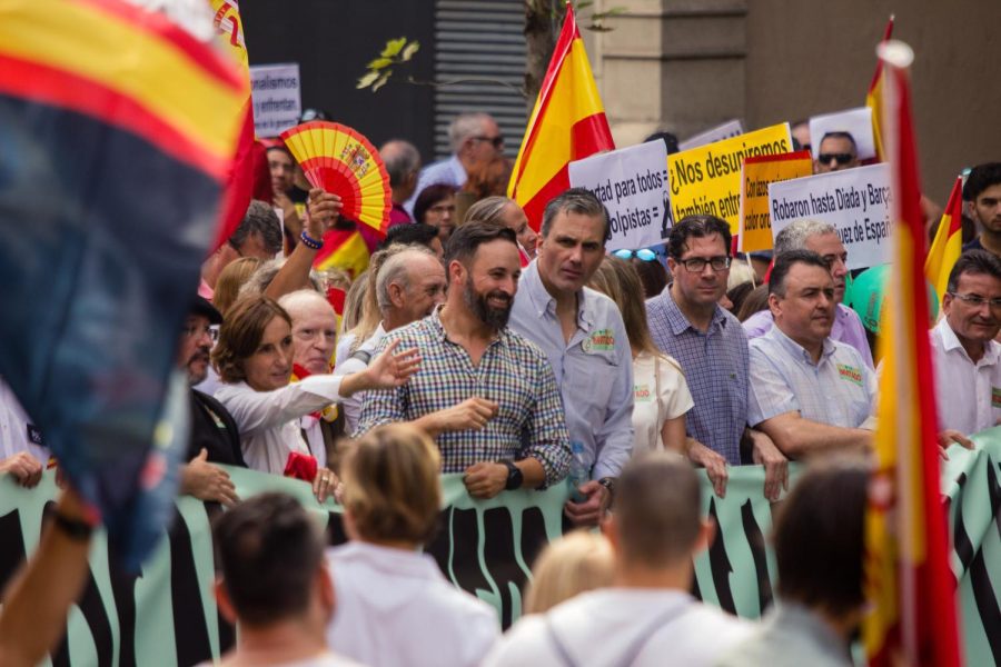 Santiago Abascal and Javier Ortega Smith along with hundreds of VOX militants participat in a demonstration in Barcelona on Sept. 9, 2018. Senior columnist Andrew Prozorovsky argues that if Vox, a right-wing extremist party in Spain, are to win in the upcoming elections in Spain then the country is next to give in to right-wing nationalists. 
