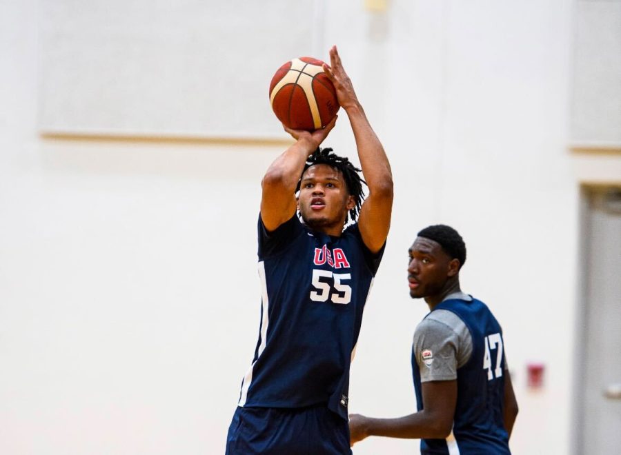 Incoming Illinois mens basketball player, Ty Rodgers, practices for the USA U18 National Team. Rodgers was named on the roster on Friday. 