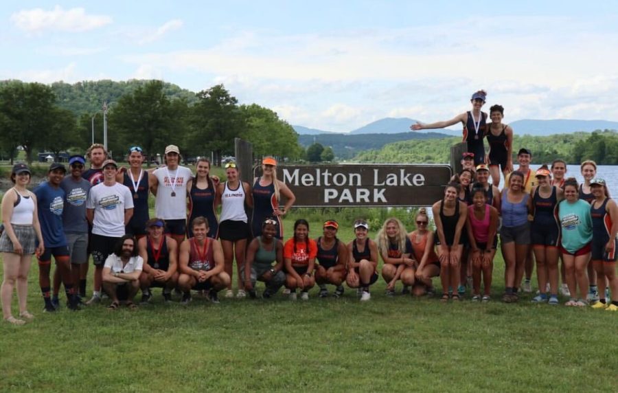 The+Illini+Rowing+team+at+Melton+Lake+Park+in+Oak+Ridge%2C+TN+for+the+ACRA+Championships+that+took+place+from+May+20+to+22.+Benjamin+Calderone%2C+president+of+the+team+and+a+senior+in+business%2C++talks+about+his+athletic+journey+and+the+teams+adjustment+to+normalcy+after+the+pandemic.+