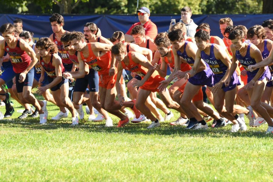 The Illinois cross country team begin their run at the Joe Pian Invitational on Oct. 1. The program welcomes three new recruits: Alex Partlow, Brady Masters and Audrey Ginsberg. 
