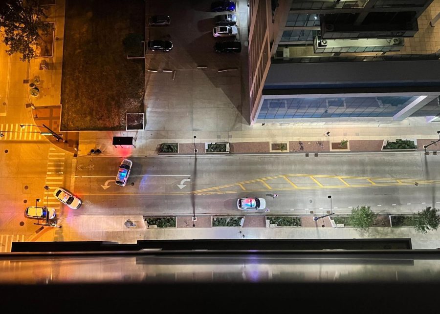 View of East Green Street as police pursue the shooting that took place on Friday. Matthew Denbo who is in custody for the shooting and death of Joshua Berg requests a trial by jury while pleading not guilty towards four counts of first degree murder set against him.