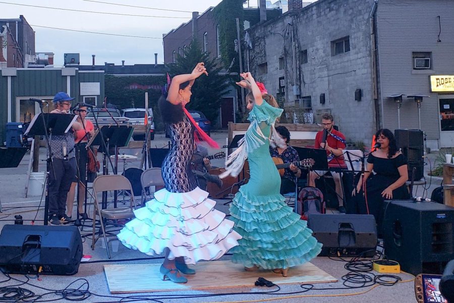 Dancers participate at the Urbana flamenco-Jazz Reunion that featured the Illinois Flamenco-Jazz Collective, students from the University’s Jazz Program and guest artists on Aug. 19, 2021
